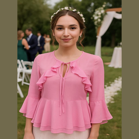 Banana Republic Tops - Banana Republic Petite ruffles top in orchid jubilee Sz XXS